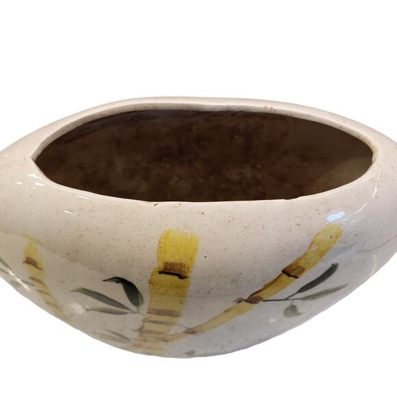 Vintage Hand Painted Bamboo Vase Signed 1984 Rare Vintage Vase Clay Pottery - Picture 7 of 15